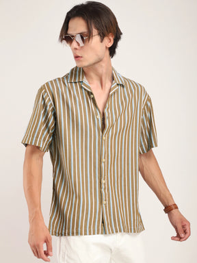 Vivid cotton Khaki Half Sleeves Shirt