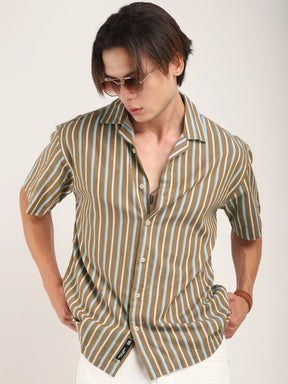 Vivid cotton Khaki Half Sleeves Shirt