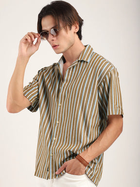 Vivid cotton Khaki Half Sleeves Shirt