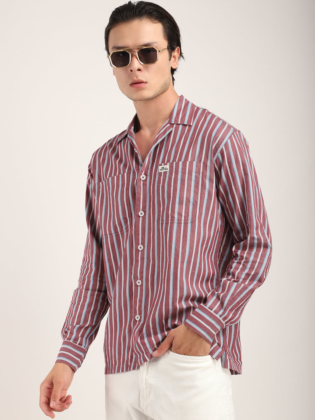 Allesia Wine Stripe Shirt