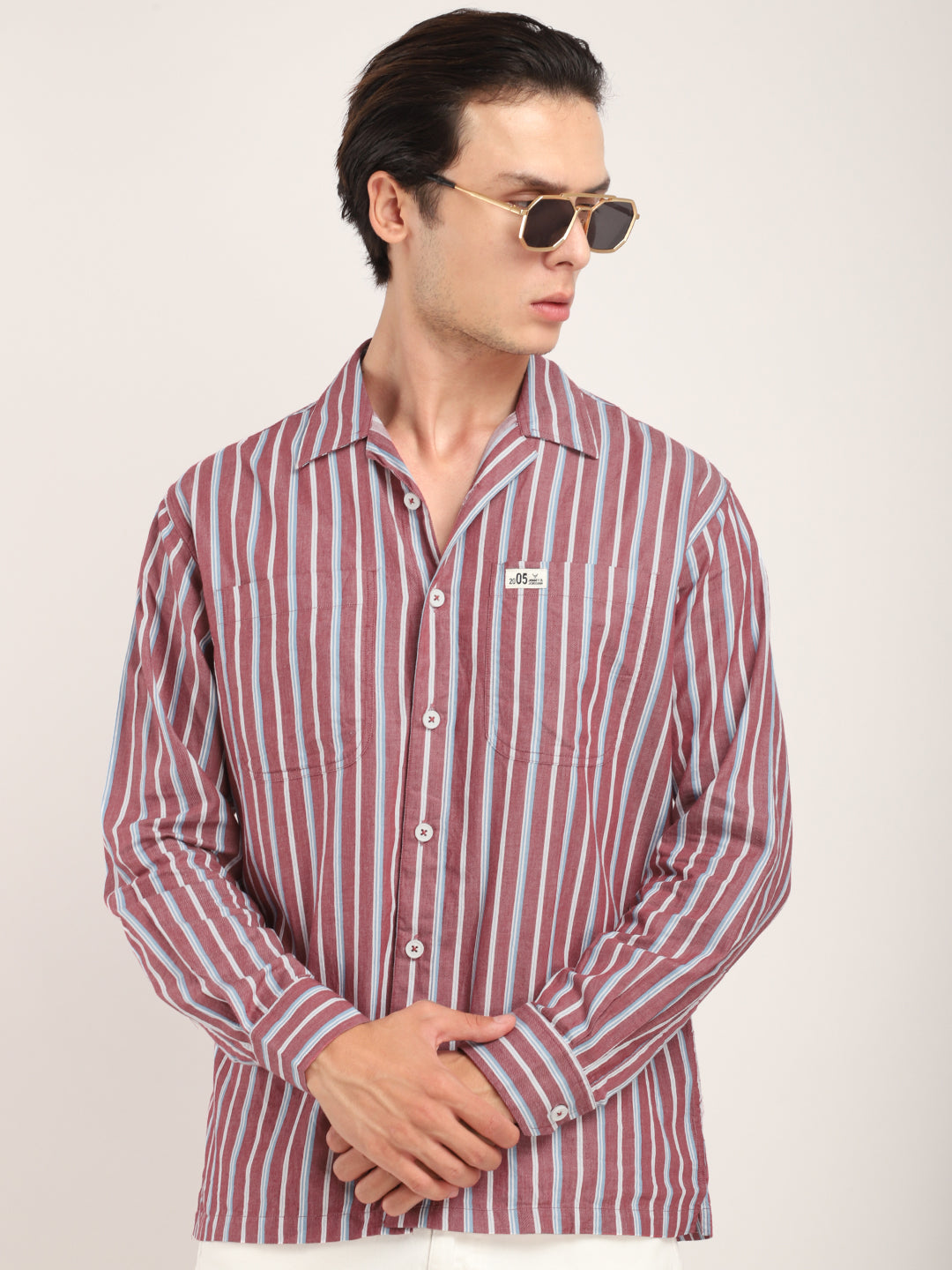 Allesia Wine Stripe Shirt