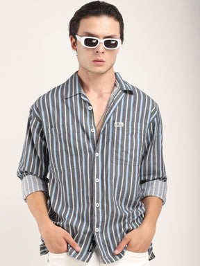 Allesia Dark Grey Stripe Shirt