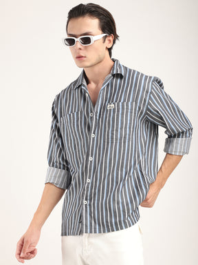 Allesia Dark Grey Stripe Shirt