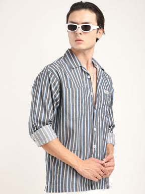 Allesia Dark Grey Stripe Shirt