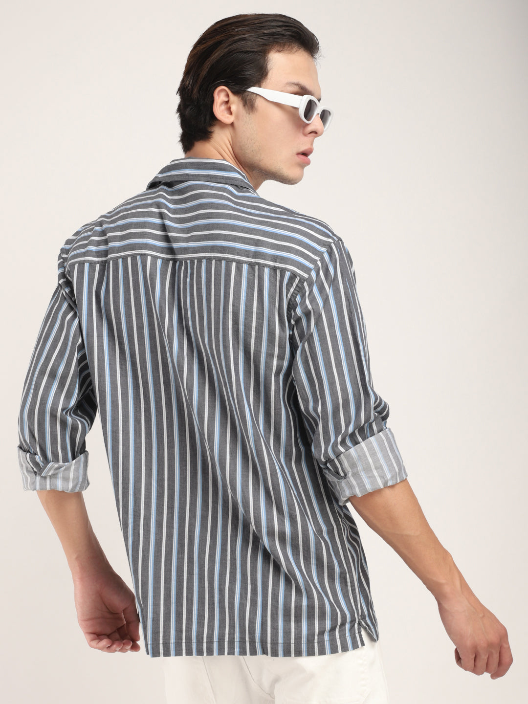 Allesia Dark Grey Stripe Shirt