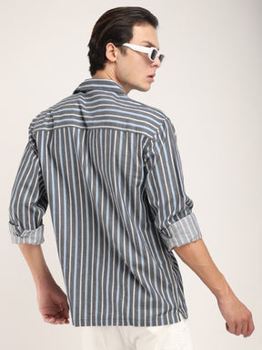 Allesia Dark Grey Stripe Shirt