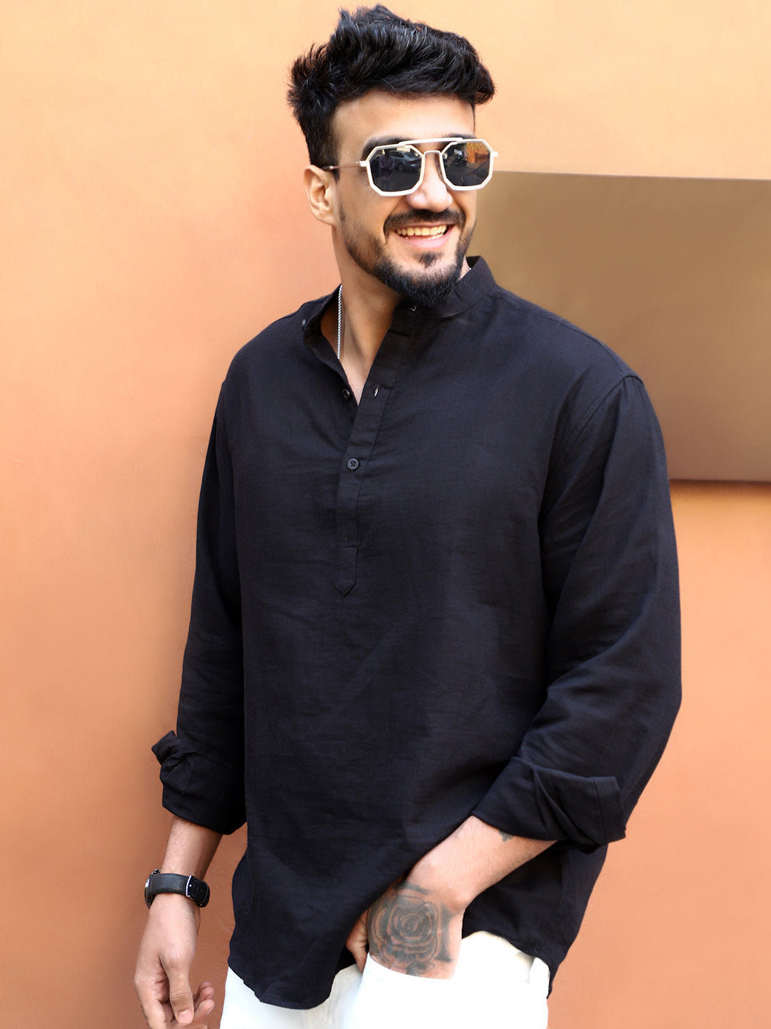 Fusion Drift Black Kurta