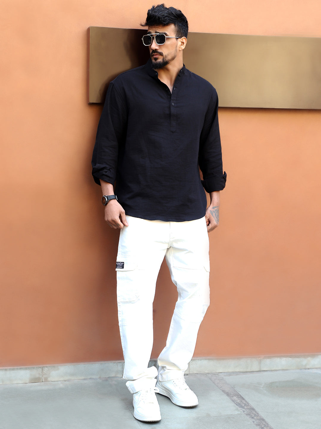 Fusion Drift Black Kurta