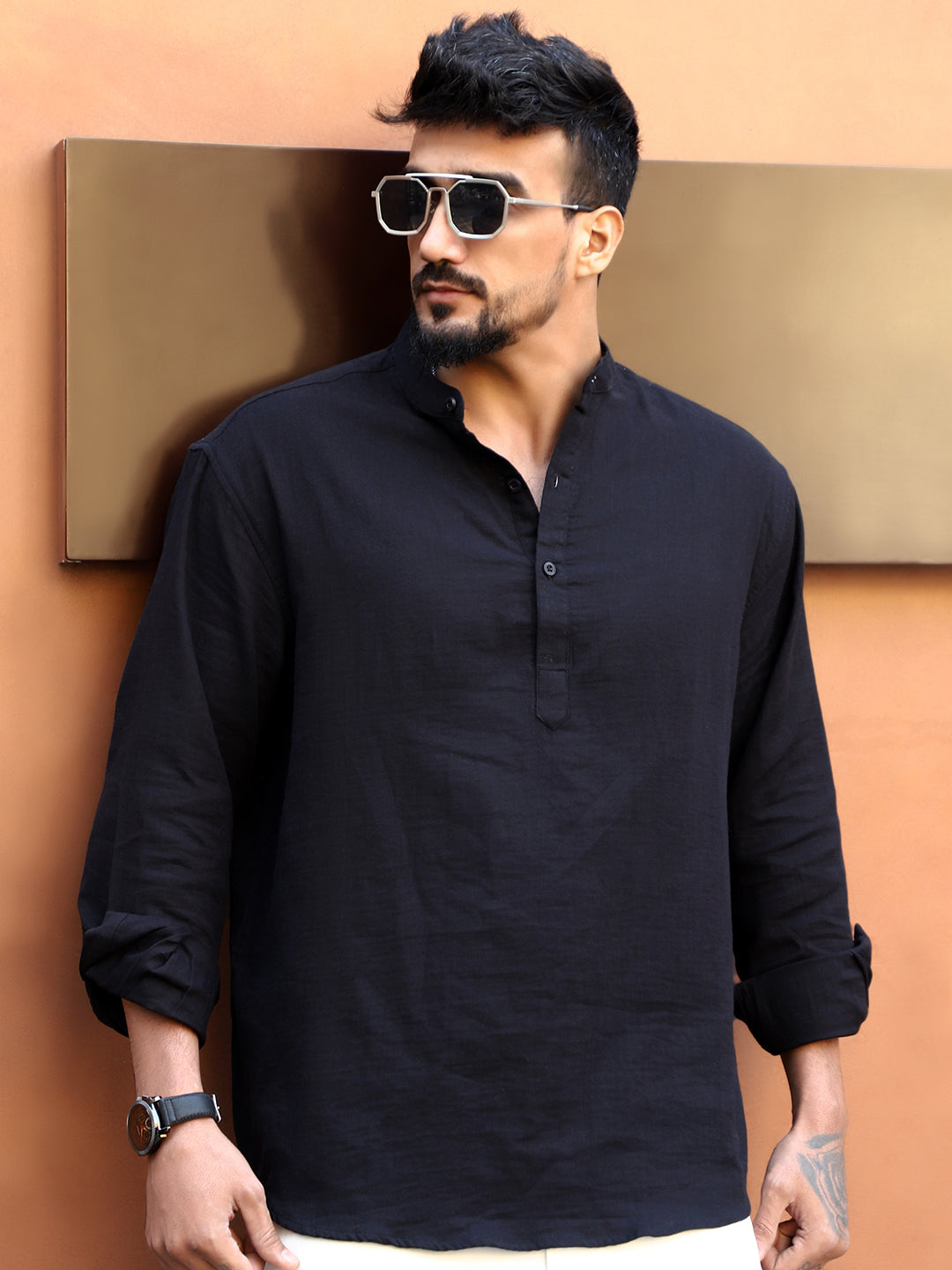 Fusion Drift Black Kurta