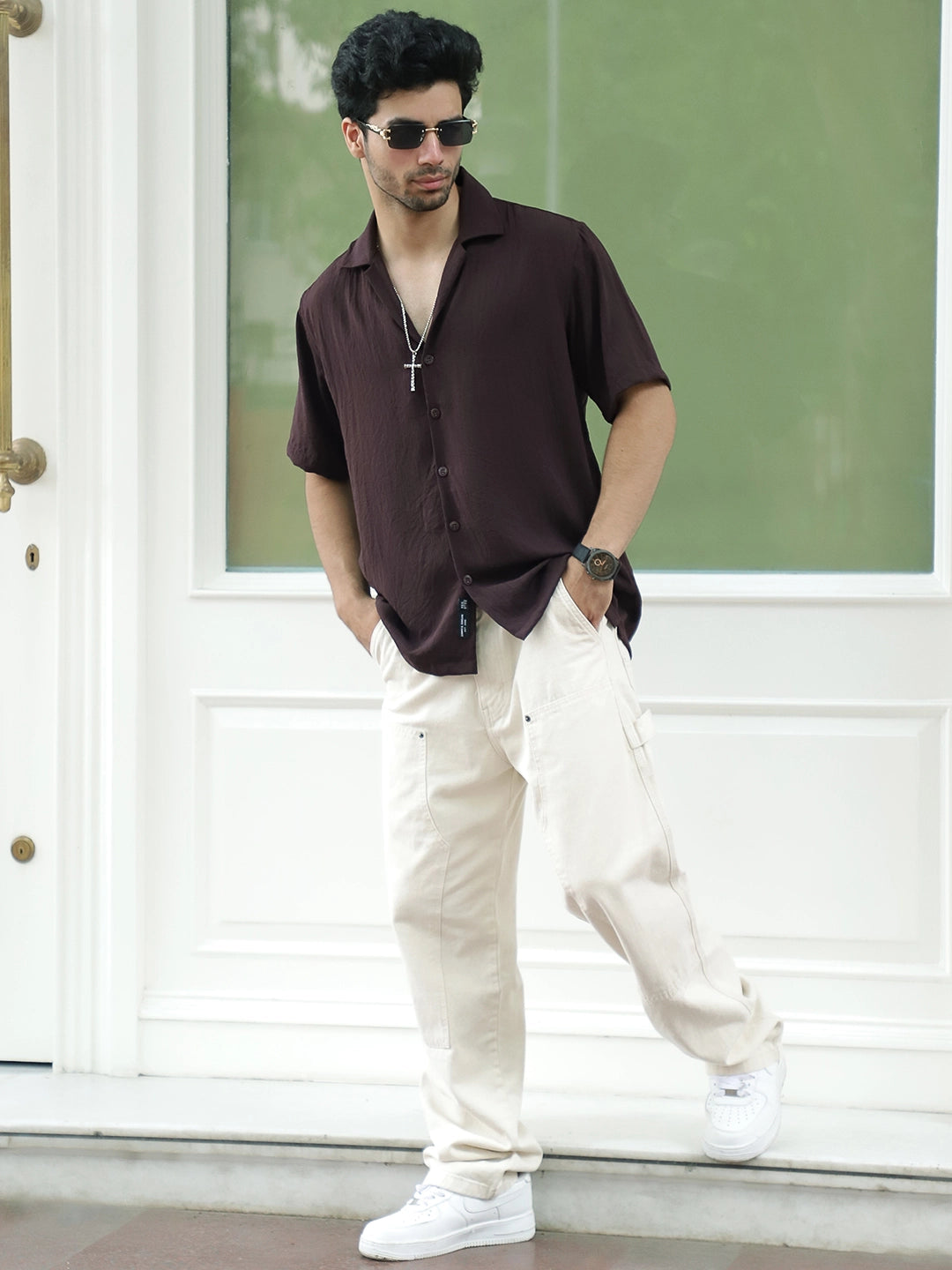 Leafline Dark Purple Half Sleeve Shirt