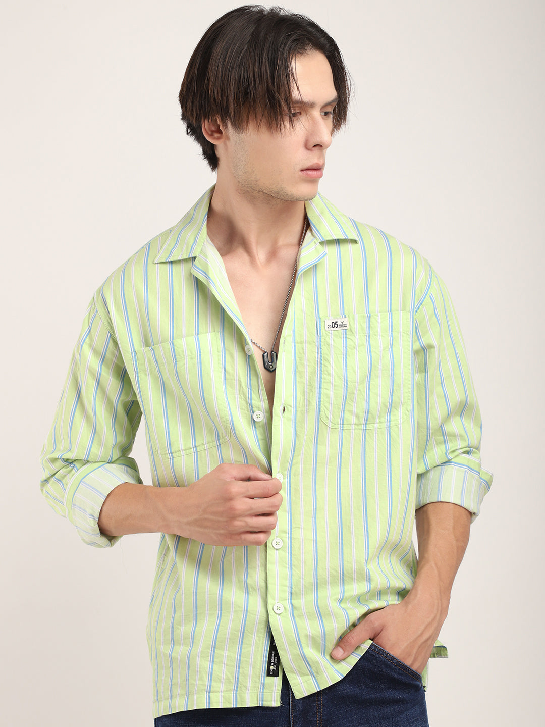 Allesia Sea Green Stripe Shirt