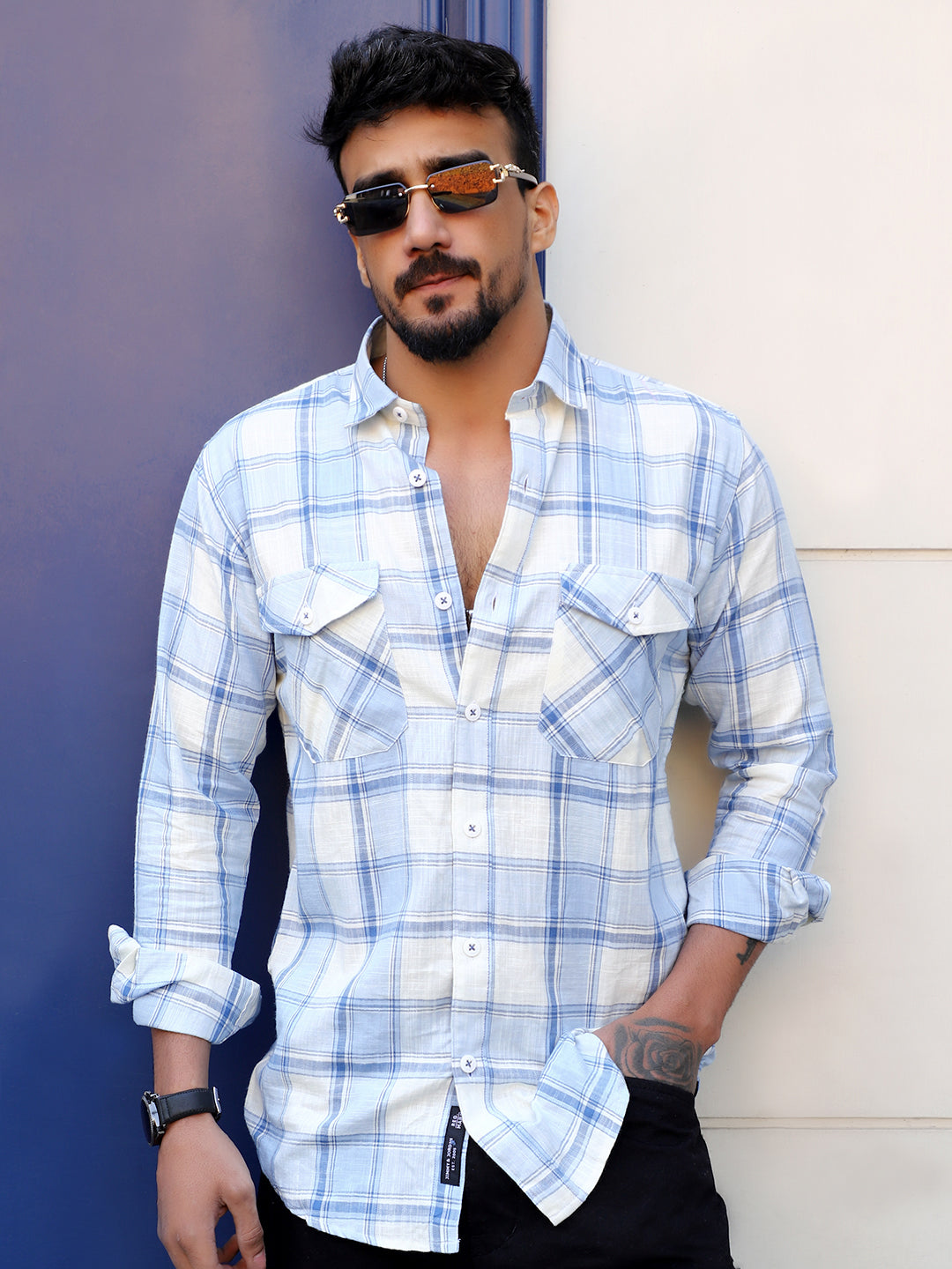 Pineflare Blue Check Full Sleeve Shirt