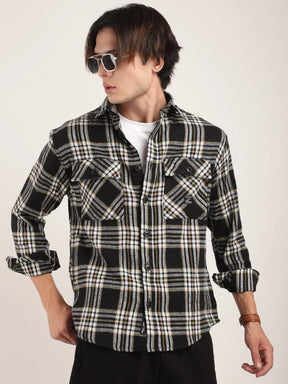 Fabric Falanel Check Black Full Sleeve Shirt