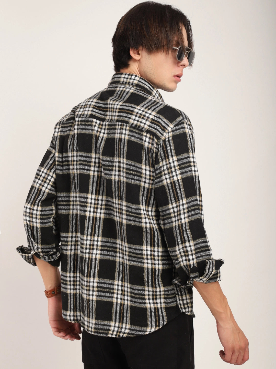 Fabric Falanel Check Black Full Sleeve Shirt