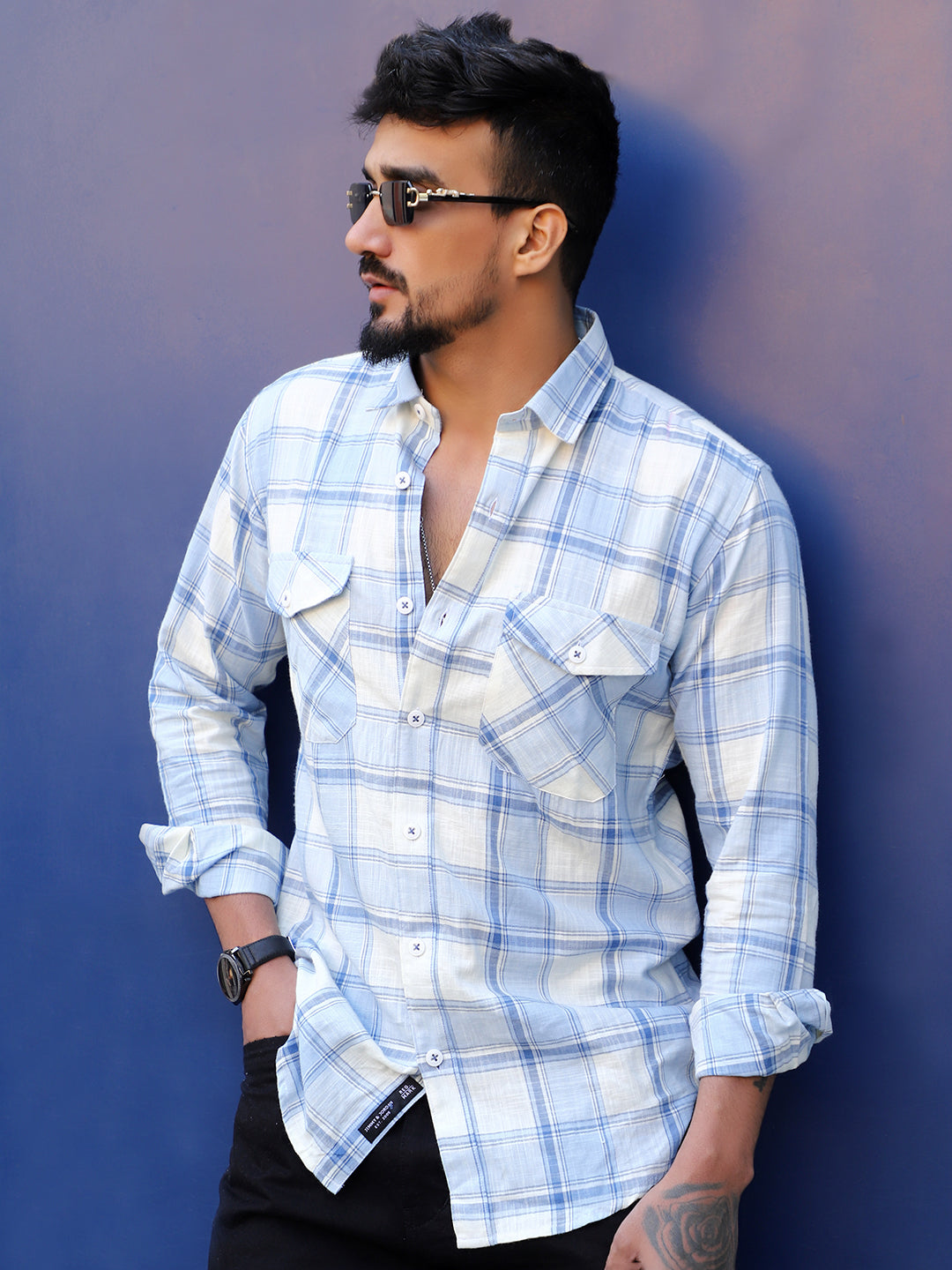 Pineflare Blue Check Full Sleeve Shirt