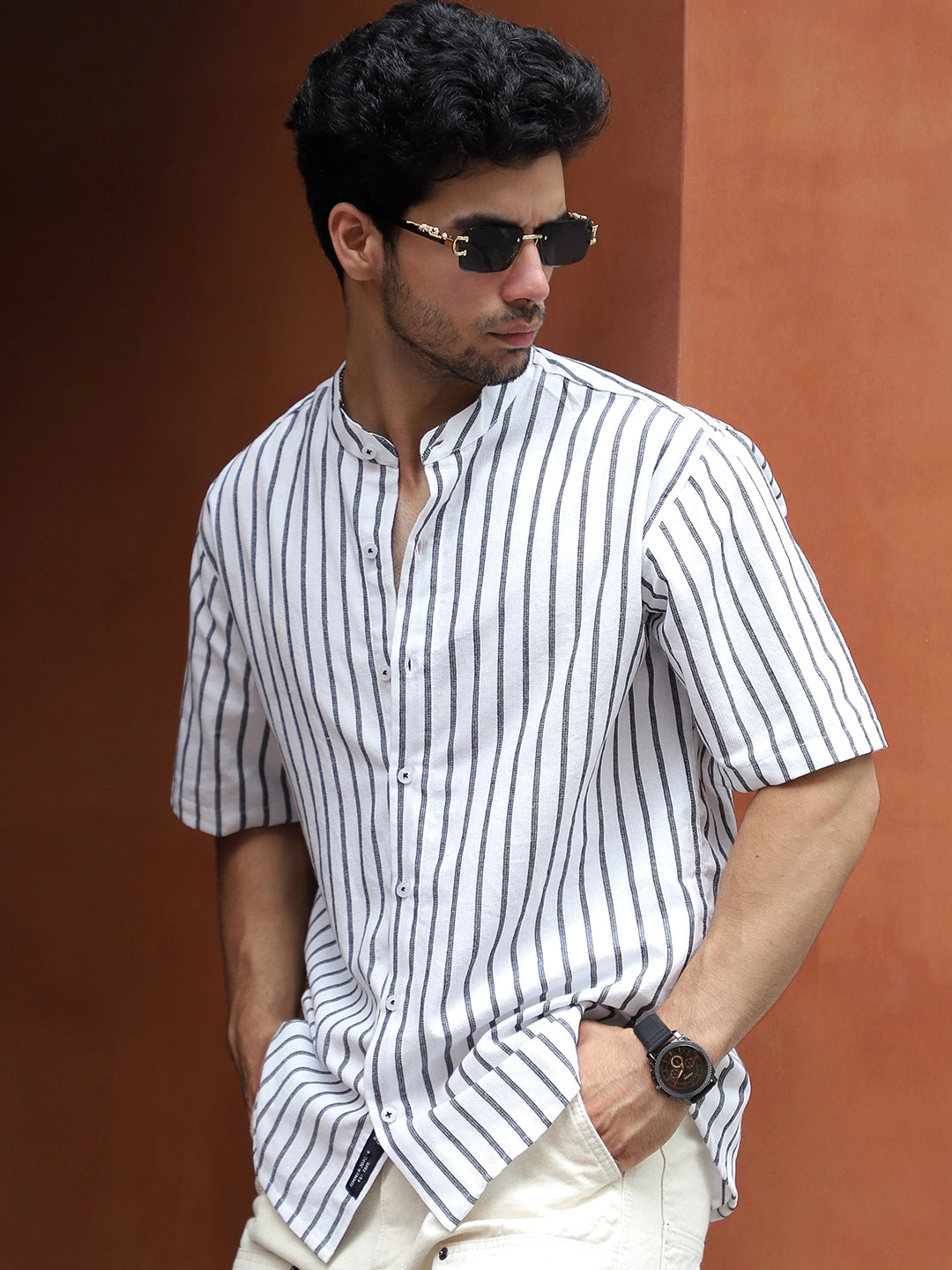 Stonehill Whit eHalf Sleeve Stripe Shirt