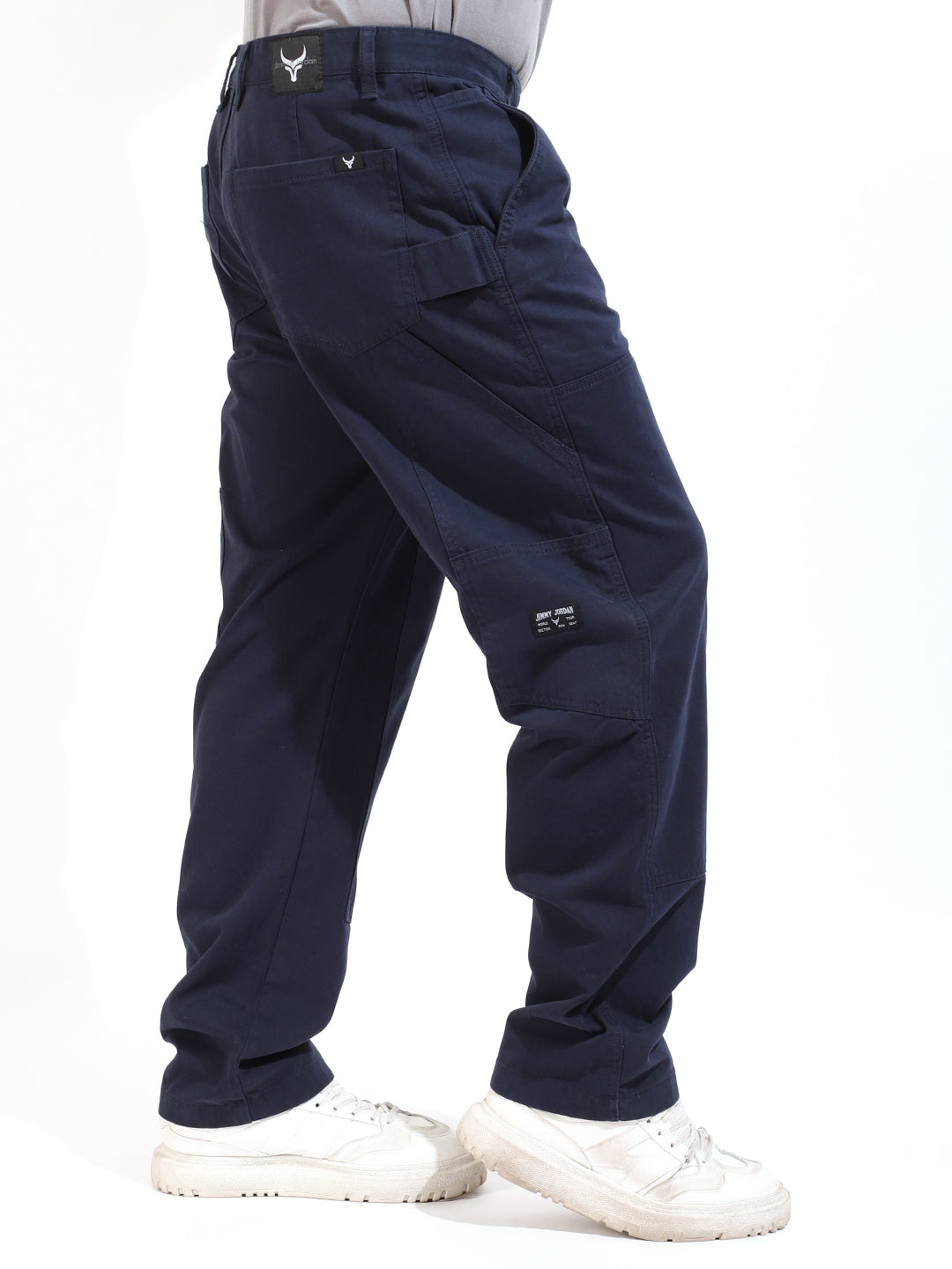 Navy Carpenter Pocket Baggy Fit Cotton Cargo