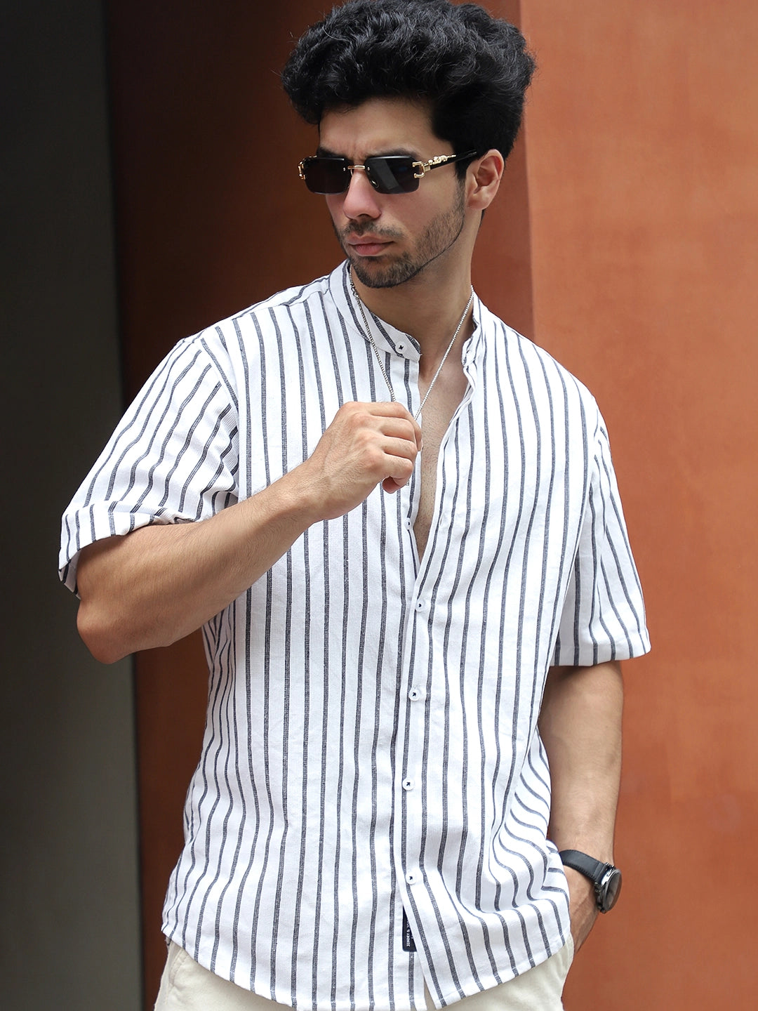 Stonehill Whit eHalf Sleeve Stripe Shirt
