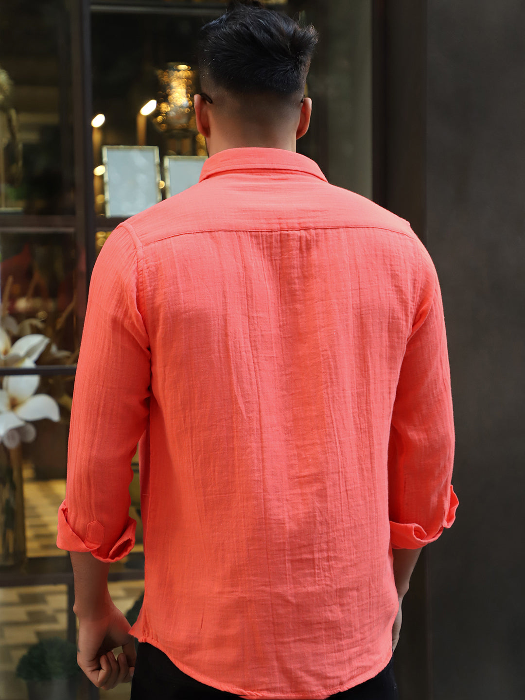 Vero Vibe Lucas Double Clothe Prussian Red Orange Shirt