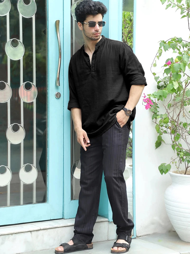 Fusion Drift Black Kurta
