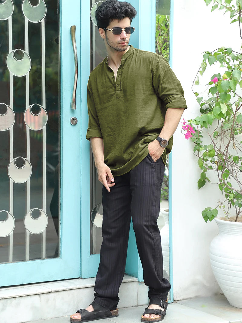 Fusion Drift Avocado Green Kurta