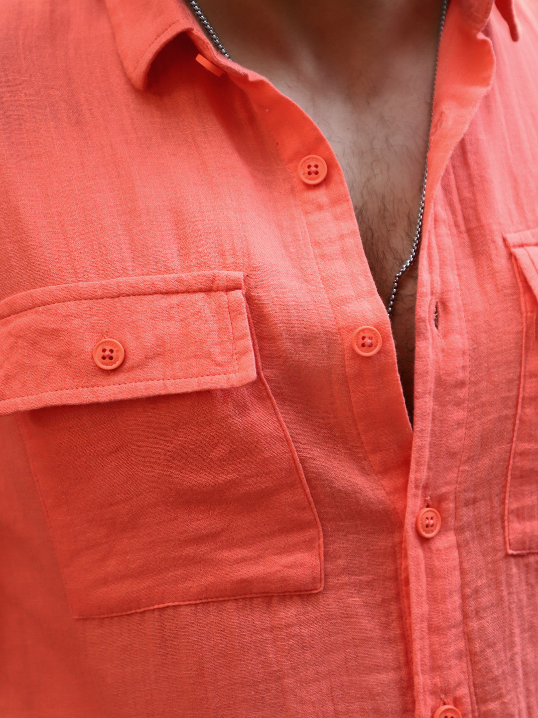 Vero Vibe Lucas Double Clothe Prussian Red Orange Shirt