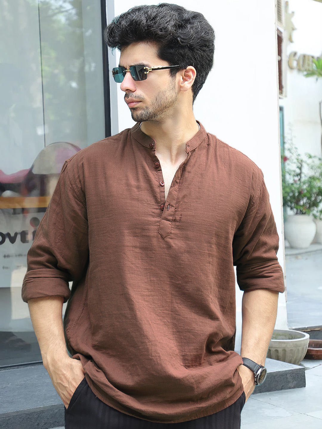Fusion Drift Brown Kurta