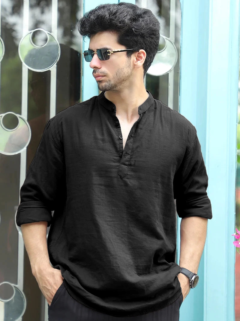 Fusion Drift Black Kurta
