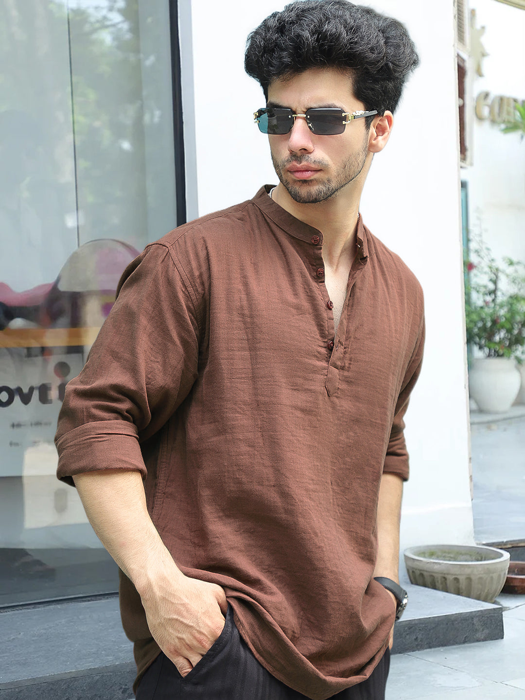Fusion Drift Brown Kurta
