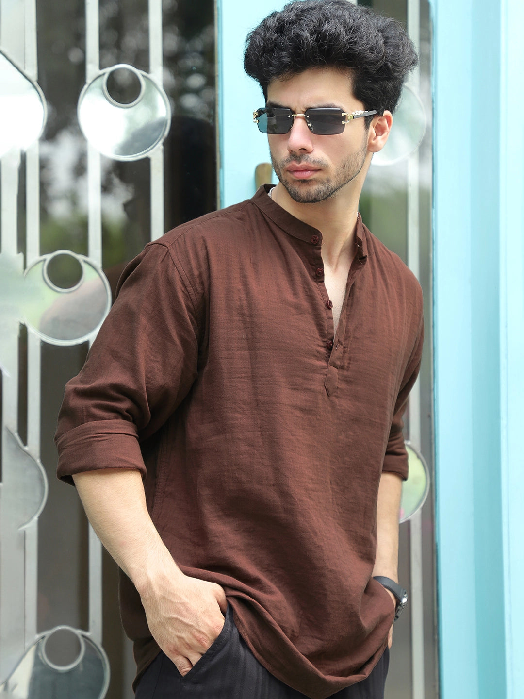 Fusion Drift Brown Kurta