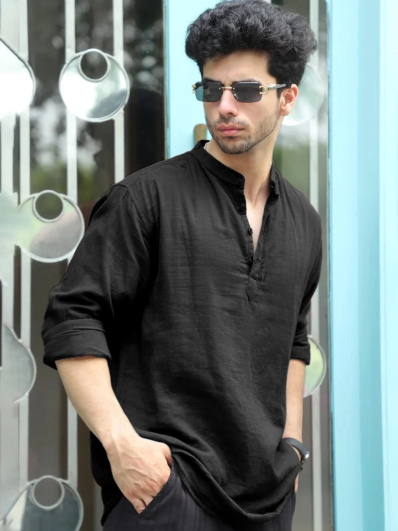 Fusion Drift Black Kurta