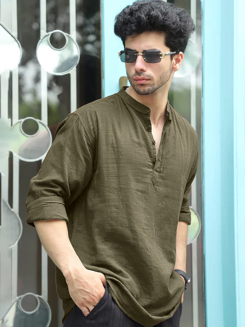 Fusion Drift Dull Brown Kurta