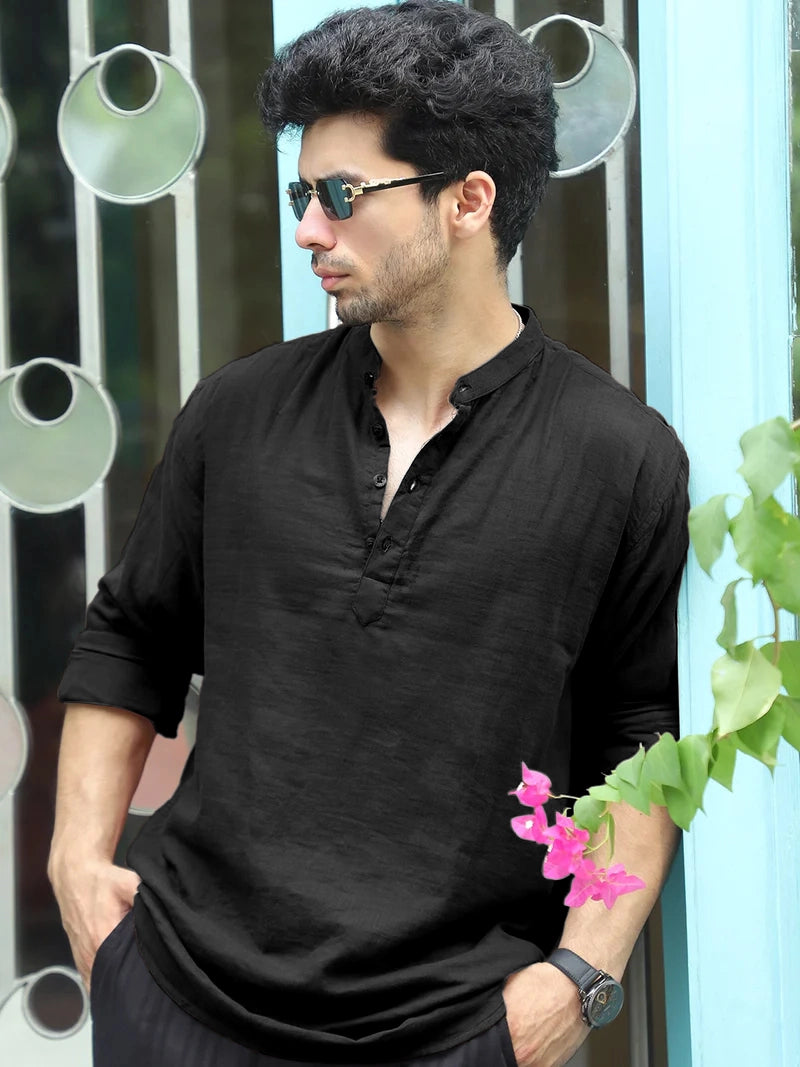 Fusion Drift Black Kurta