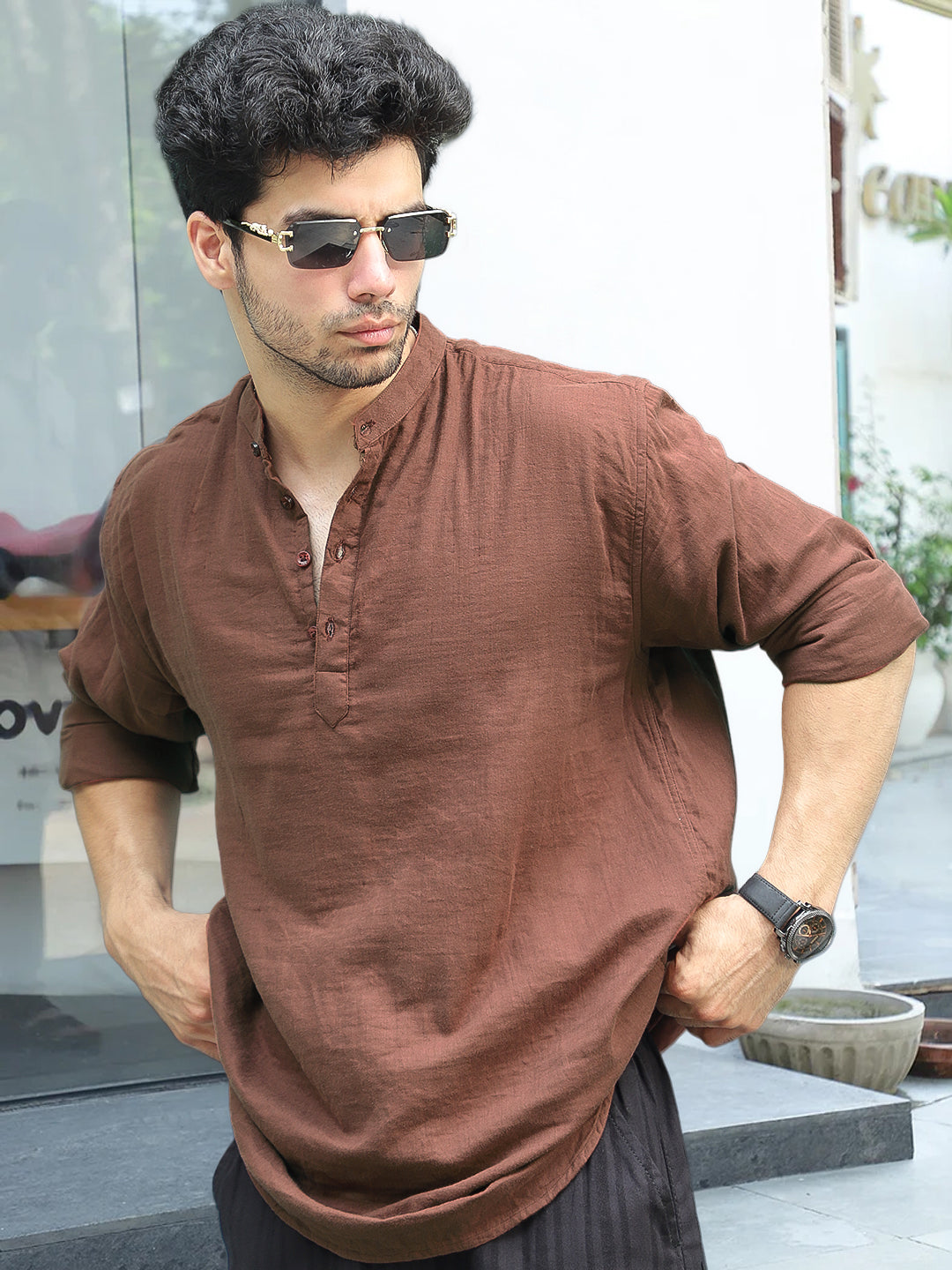 Fusion Drift Brown Kurta