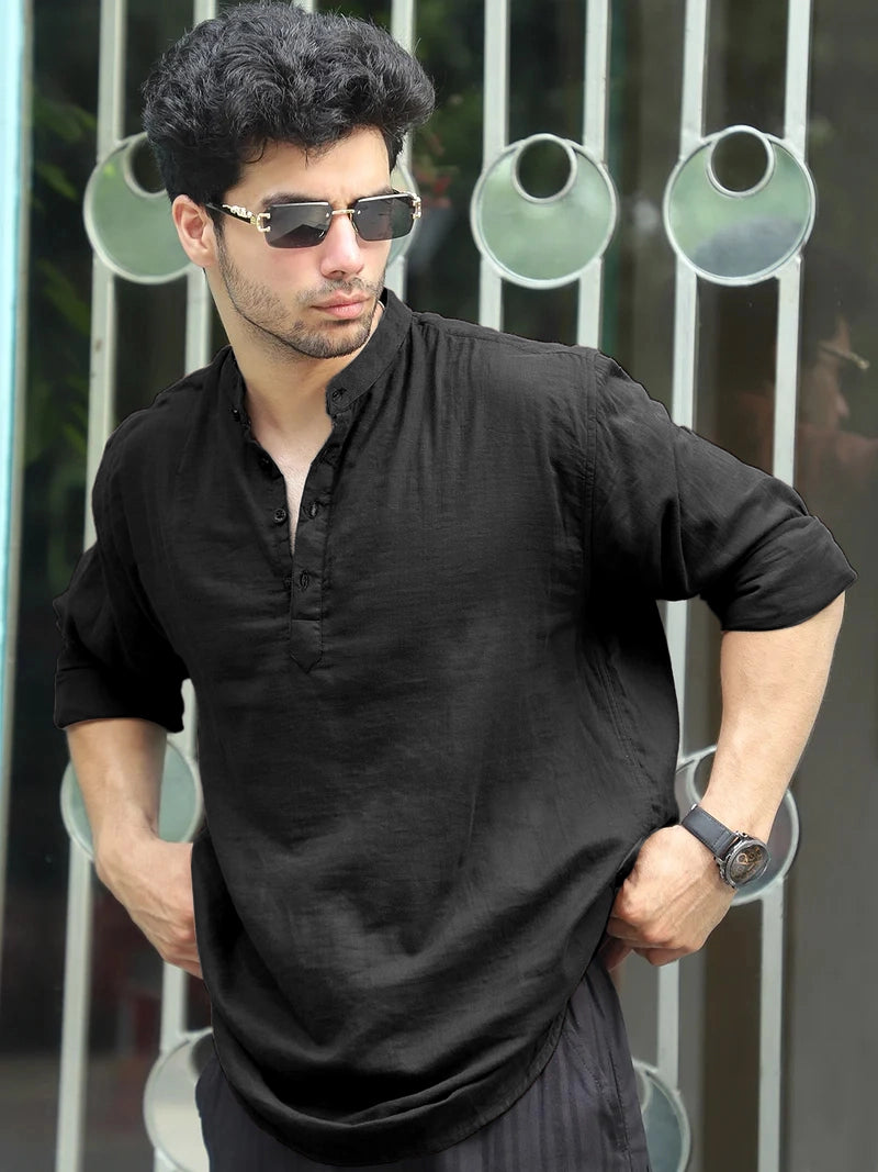 Fusion Drift Black Kurta