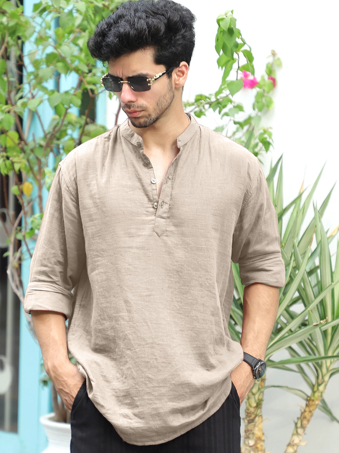 Fusion Drift Light Beige Kurta