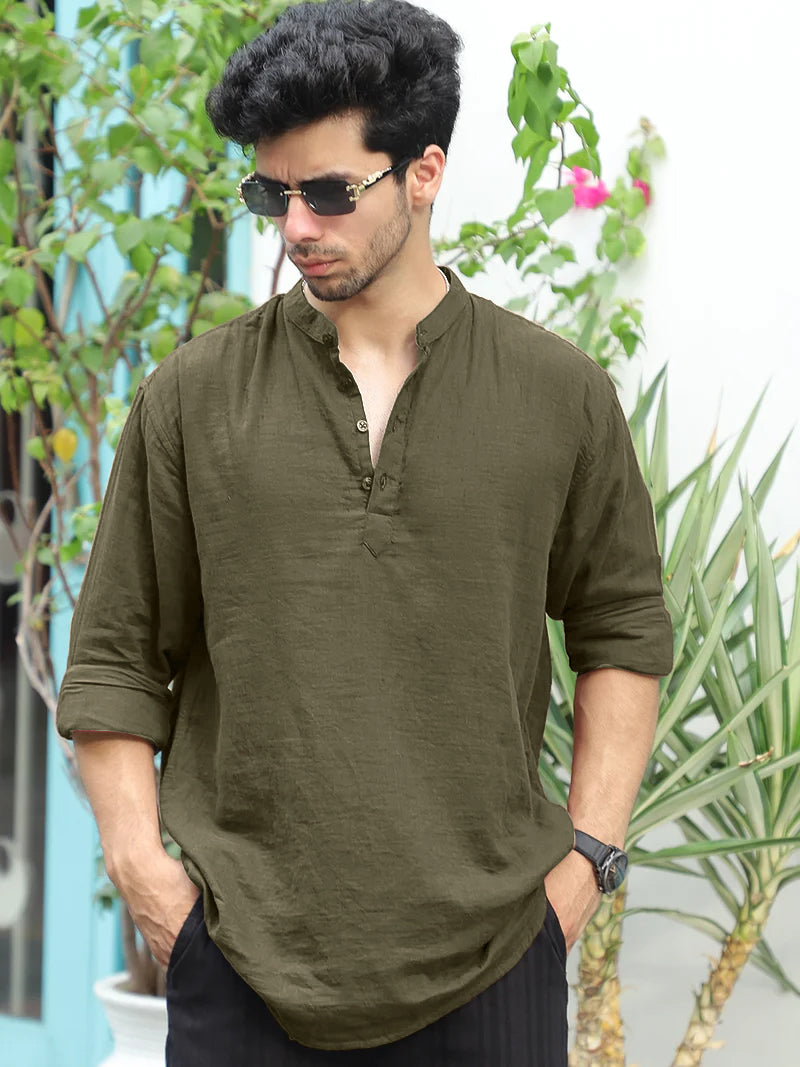 Fusion Drift Dull Brown Kurta