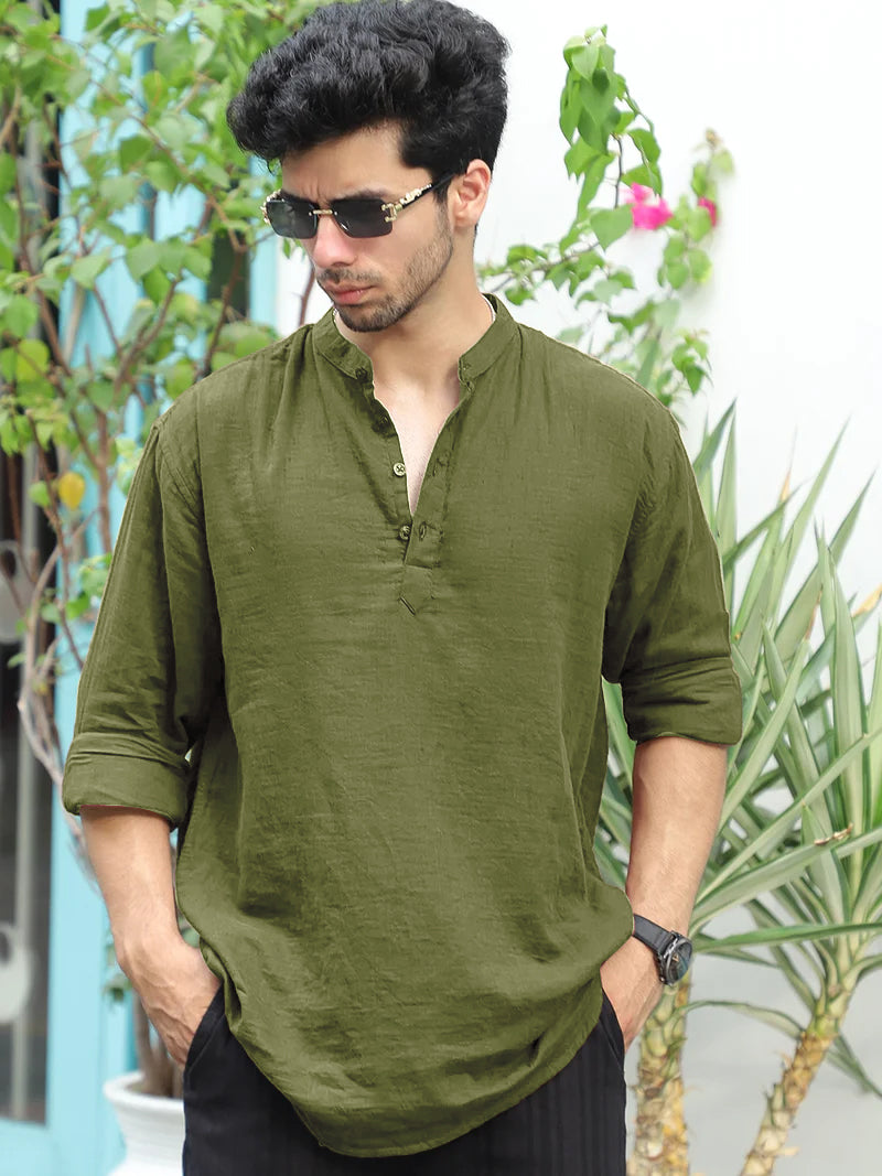 Fusion Drift Avocado Green Kurta