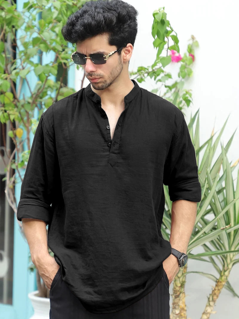 Fusion Drift Black Kurta