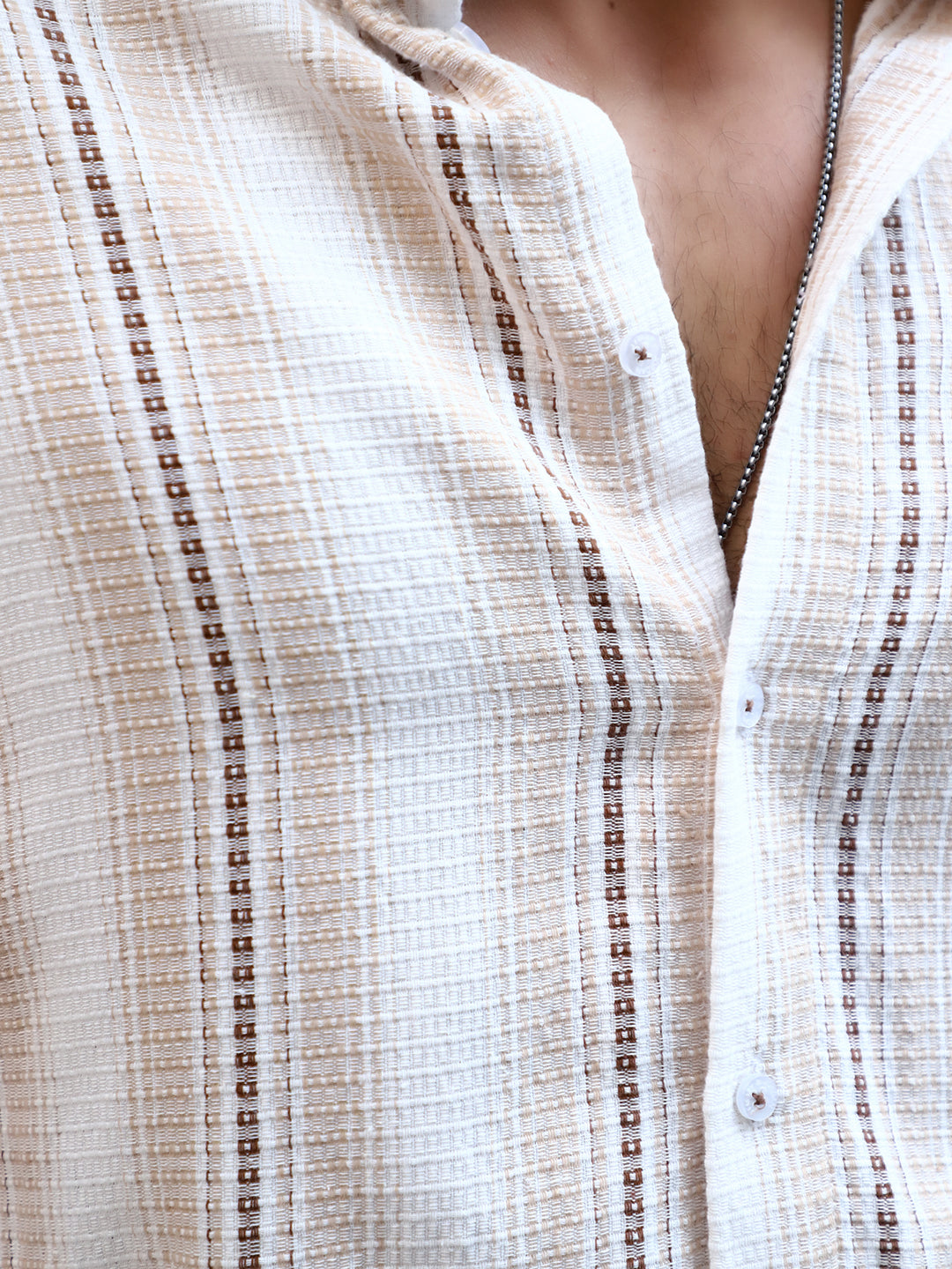 Sable Tone Beige  Stripe Full Sleeve Shirt