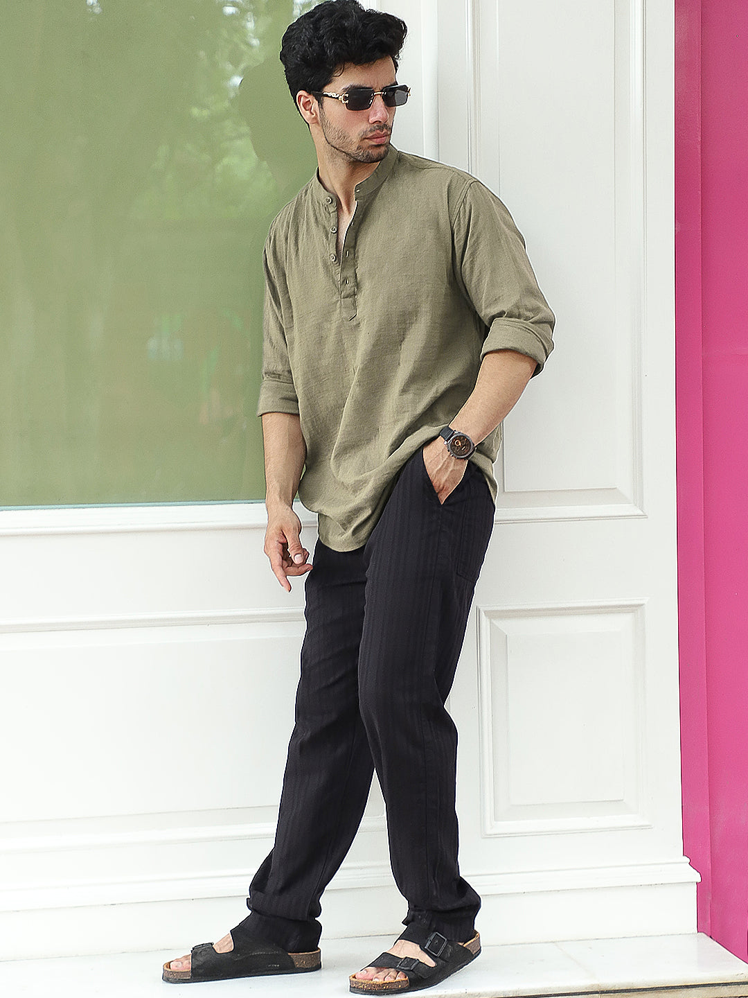 Fusion Drift Light Olive Kurta