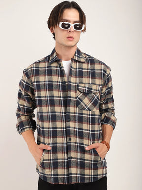 Falanel Check Beige Full Sleeve Shirt