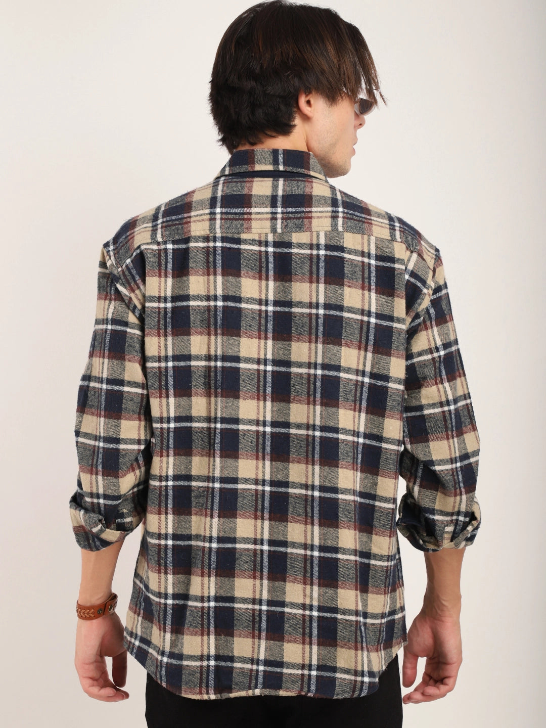 Falanel Check Beige Full Sleeve Shirt