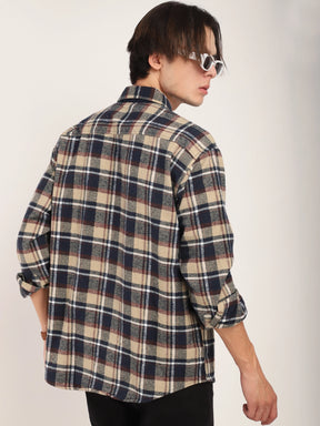 Falanel Check Beige Full Sleeve Shirt