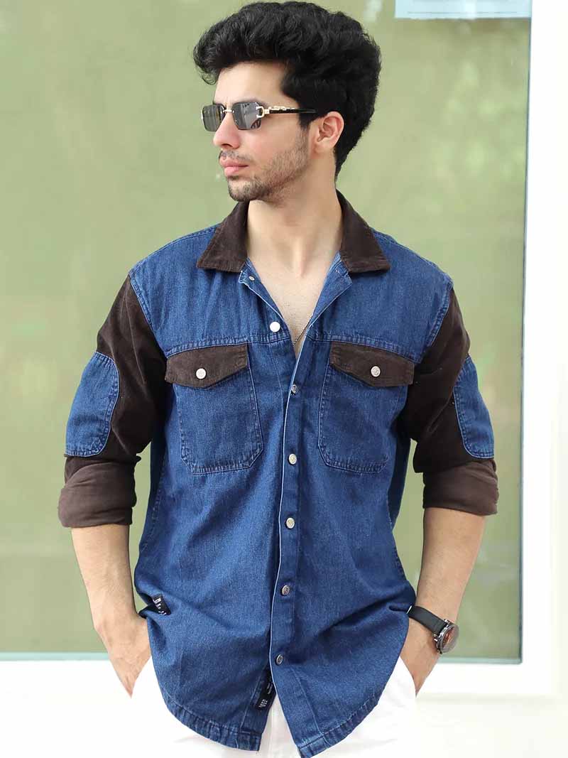 Luxe Fit Classic Blue Washed Denim Shirt