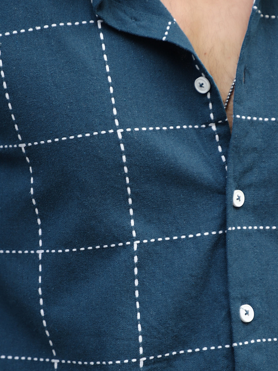 Skywave Teal Blue Check Full Sleeve Shirt