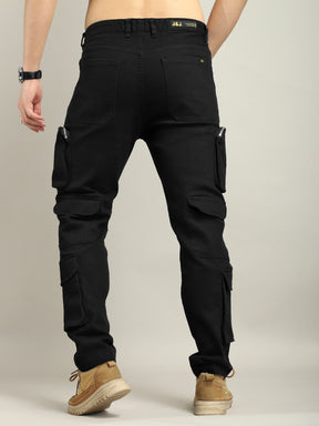 Lucas Multipocket Black Cotton Drill Cargo