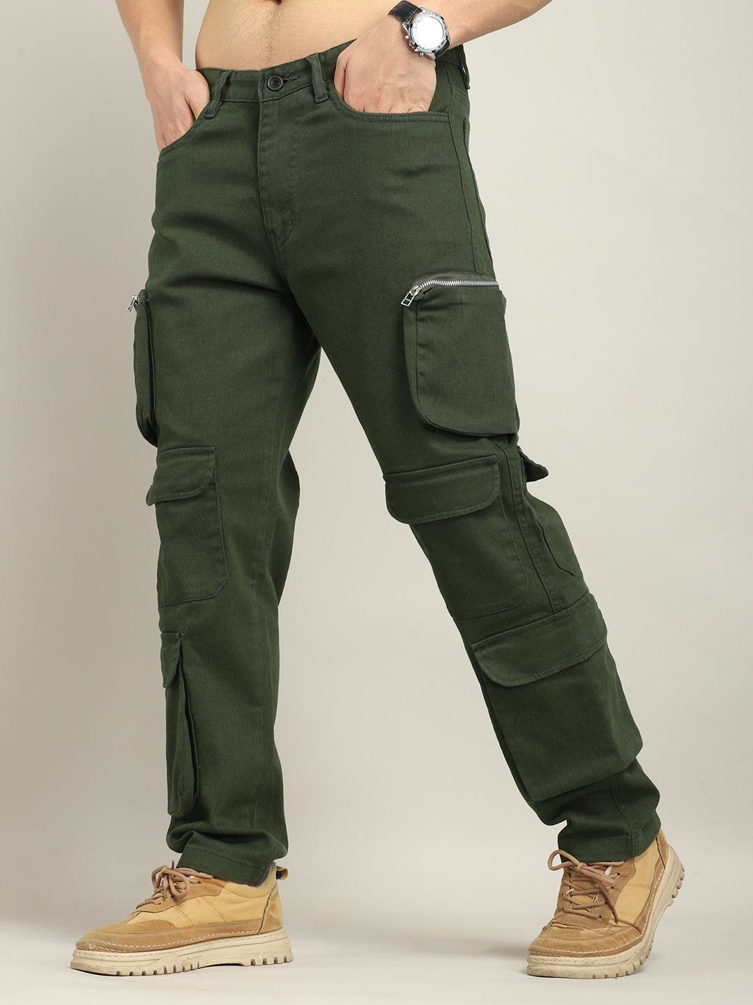 Lucas Multipocket Olive Cotton Drill Cargo