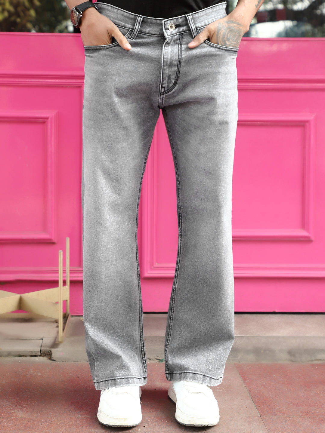 Valente Light Grey Denim Bootcut Jeans