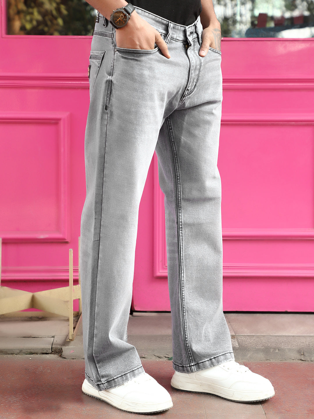 Valente Light Grey Denim Bootcut Jeans